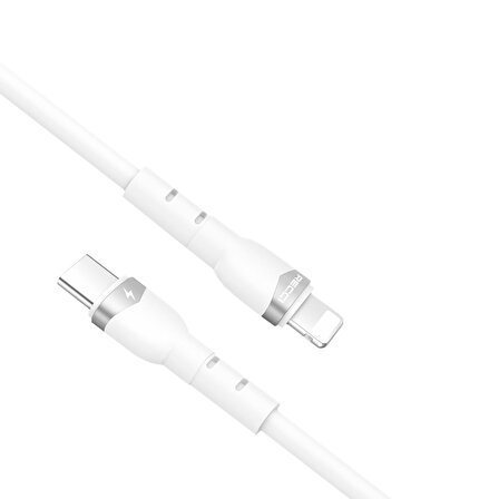 iPhone PD Şarj Kablo Hızlı Şarj Özellikli Recci RTC-P35CL 100cm Type-C to Lightning Kablo Beyaz