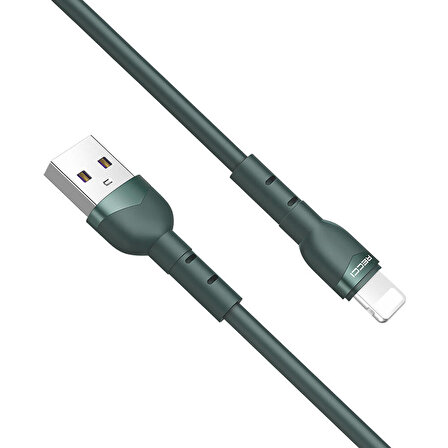 iPhone Şarj Kablosu Hızlı Şarj Özellikli Recci RTC-N35L 100cm 5A Lightning to USB-A Kablo Yeşil