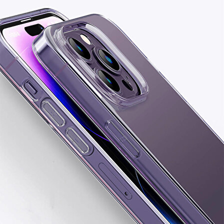 iPhone 14 Pro Max Uyumlu Kılıf Airbagli Şeffaf Darbe Emici Silikon Tasarımlı Recci Clarity Serisi