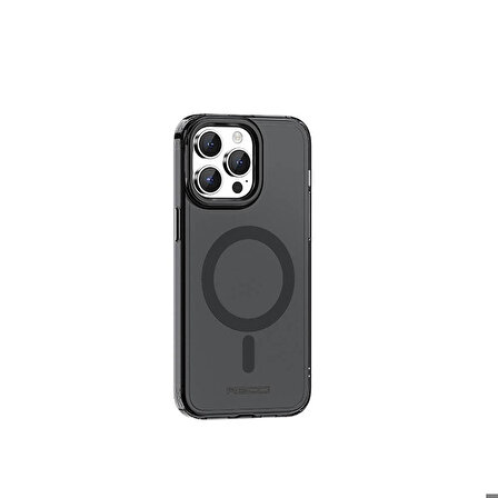iPhone 15 Pro Max Uyumlu Kılıf Magsafe Özellikli Saydam Yüzey Recci Crystal Color Serisi Kapak Siyah