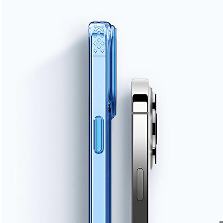 iPhone 15 Pro Max Uyumlu Kılıf Magsafe Özellikli Saydam Yüzey Recci Crystal Color Serisi Kapak Mavi