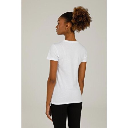 Lumberjack Basic V Yaka Bayan Beyaz T-Shirt W-CT126