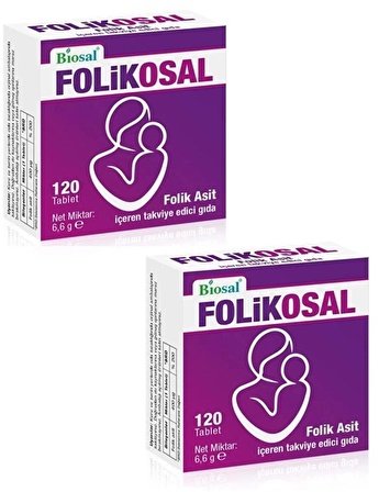 Folikosal 400 mcg Folik Asit 120 Tablet ( 2 Kutu İndirimli )