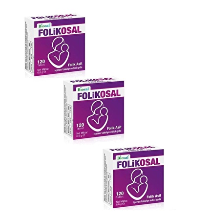 Folikosal 400 mcg 120 Tablet Folik Asit ( 3 Kutu İndirimli )