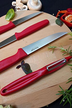 Stevig Sebze Bıçağı - Soyacak Seti 4'lü Kırmızı 