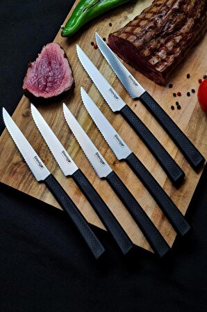 Stevig Cut 4 Steaks Biftek Bıçağı Seti 6 Parça Siyah 12 cm ST-400.007