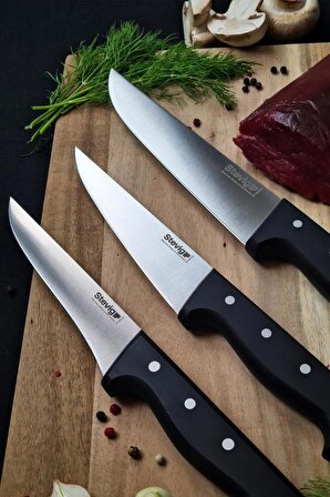 Stevig Et Bıçağı - Kasap Bıçağı Seti 3'lü Siyah 