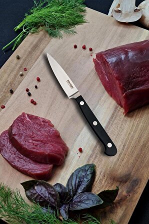 Stevig Elegant Dövme Çelik Sebze ve Mutfak Bıçağı Siyah 8,5 cm ST-400.024