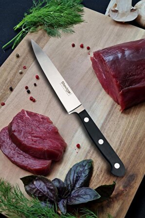 Stevig Elegant Dövme Çelik Sebze ve Mutfak Bıçağı Siyah 15 cm ST-400.027