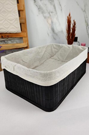 Digithome Bambu Çok Amaçlı Saklama Kutusu Düzenleyici Büyük Boy Organizer Siyah 33x23x12 Cm - CL-6005-5 C1-1-121