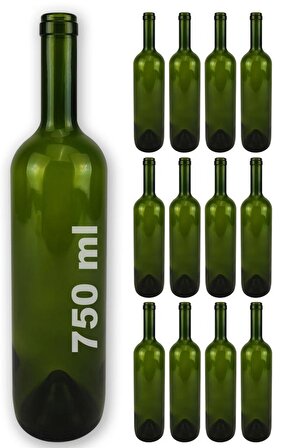Lombardino Vetro 12’li Oyuk Altlı Şarap Şişesi Yeşil 750 Cc