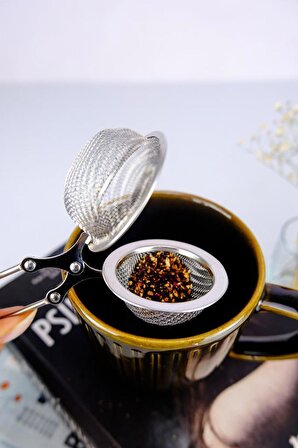 Digithome Paslanmaz Çelik Bitki Çayı Demleme Süzgeci Maşalı Çay Süzgeç Gri - MNB05601 C1-1-154