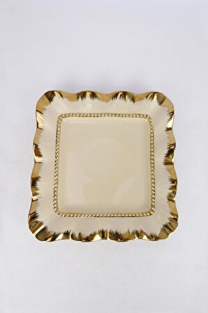 Digithome Avangarde Porselen Kare Sunum ve Servis Tabağı 26 Cm Gold – GBO 055 C320.113