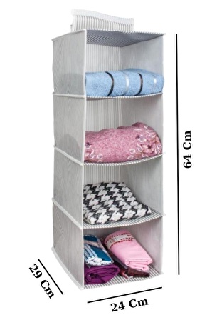 Digithome 4 Bölmeli Dolap İçi Düzenleyici Organizer 24x29x64 Cm Gri - 14841 C1-1-152