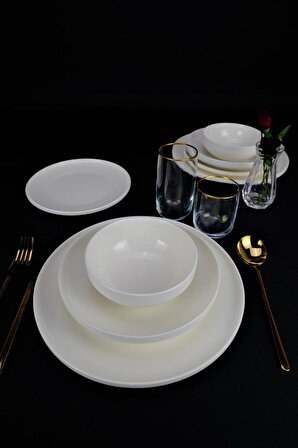 Digithome Aria Collection 24 Parça 6 Kişilik Porselen Yemek Takımı Beyaz – C320.033