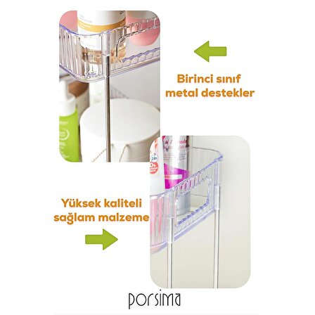 Porsima HMD-002 Çok Amaçlı Banyo Mutfak Organizer Makyaj Düzenleyicisi 2 Katlı Raf