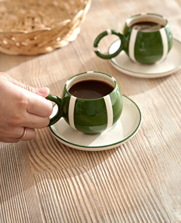 Linda 2'li Kahve Fincan Takımı Yeşil