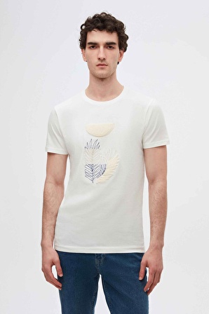 Twn Slim Fit Beyaz Nakışlı T-Shirt