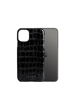 Guard Siyah Croco iPhone 11 Hakiki Deri Telefon Kılıfı P6017