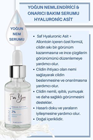 Yoğun Nemlendirici & Onarıcı Bakım Serumu Hyaluronic Asit – Allontoin Serum 30 ml