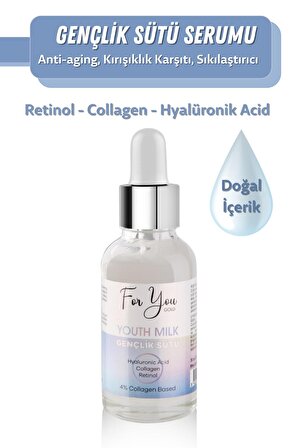 Gençlik Sütü Serumu - Anti-aging, Kırışıklık Karşıtı (Retinol-Collagen-Hyaluronic Acid) Yüz Serumu