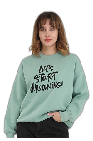 Oversize Baskılı Kadın Sweatshirt