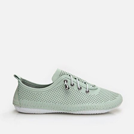 Hakiki Deri Mint Yeşili Yaya Kadın Günlük Ayakkabı