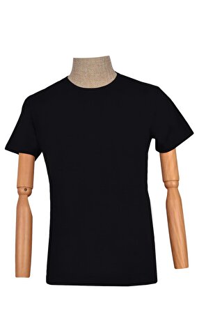 Sıfır Yaka Düz Slim T-Shirt