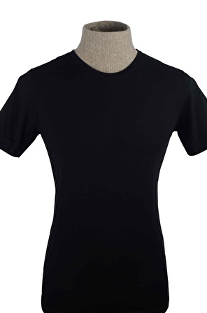 Sıfır Yaka Düz Slim T-Shirt