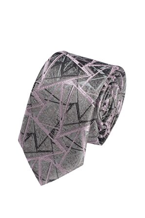 Cengiz İnler Geometrik Desen Desenli Mendilli Mikrofiber Erkek Kravat