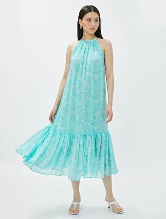 Kadın Giyim Elbise 3SAK80290EW Mavi Desenli
