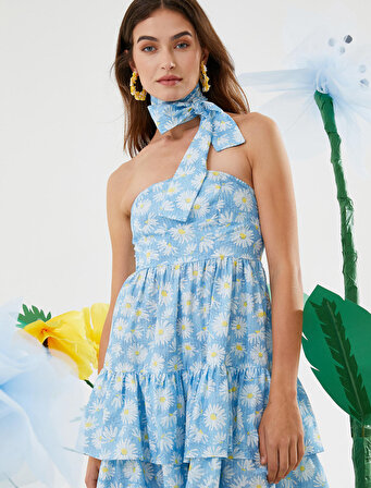 Rachel Araz X Koton - Katlı Çiçekli Straplez Mini Elbise