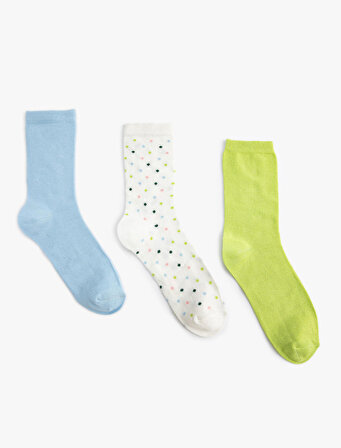 Puantiyeli 3'lü Soket Çorap Seti Çok Renkli