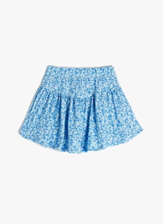 Koton Normal Bel Loose Fit Mavi Mini Kız Çocuk Etek 4SKG70010AK