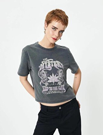4SAL10084IK Koton Kadın T-shirt ANTRASİT