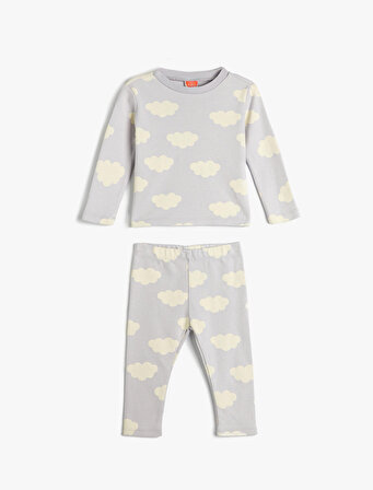Pijama Takımı Koalalı Uzun Kollu Tişört ve Beli Lastikli Pijama Altı 2 Parça