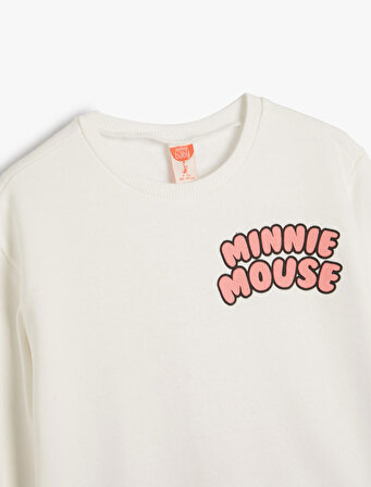 Minnie Mouse Baskılı Lisanslı Sweatshirt Şardonlu Pamuklu