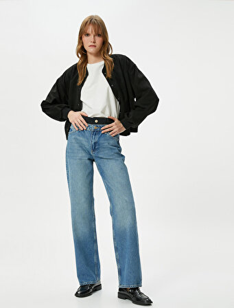 Straight Jean Kot Pantolon Yüksek Bel Düz Paça  - Eve Jeans