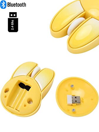 Sevimli Tavşan 3D Sarı Mouse Bluetooth + 2.4G Dual Mode