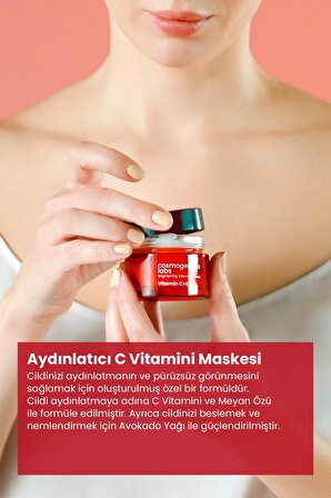 Aydınlatıcı C Vitamini Maske 50ml Cilt Besleyici ve Nemlendirici Etkili Anında Esneklik Antioksidan
