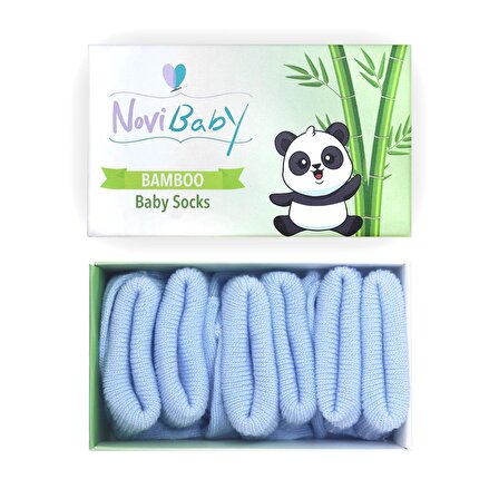Novibaby 3'lü Bambu Yenidoğan Bebek Çorabı I Dusty Blue I 0-6 ay 