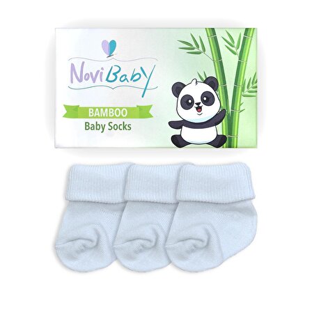 Novibaby 3'lü Bambu Yenidoğan Bebek Çorabı I Snow White I 0-6 ay 