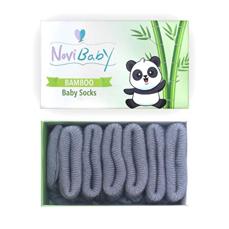 Novibaby 3'lü Bambu Yenidoğan Bebek Çorabı I Cloud I 0-6 ay 