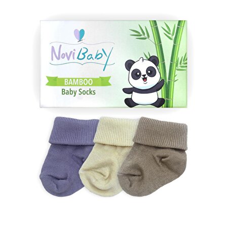 Novibaby 3'lü Bambu Yenidoğan Bebek Çorabı I Uncle I 0-6 ay 
