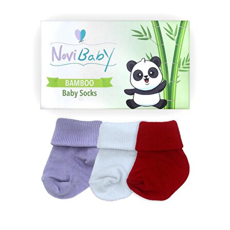 Novibaby 3'lü Bambu Yenidoğan Bebek Çorabı I Country I 0-6 ay 