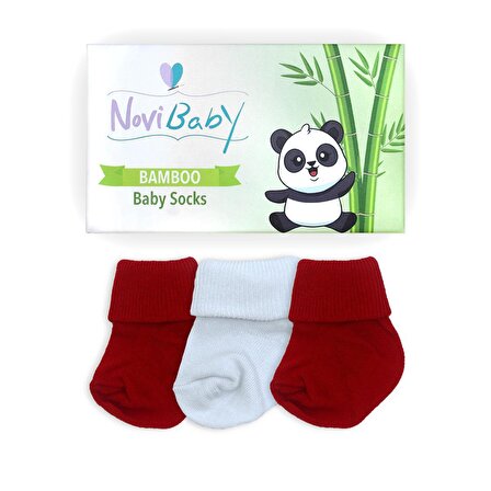 Novibaby 3'lü Bambu Yenidoğan Bebek Çorabı I Flag I 0-6 ay 