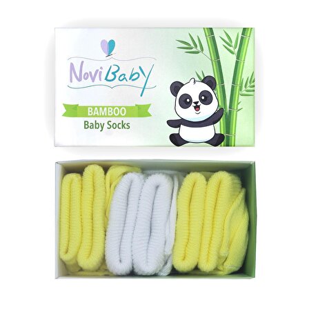 Novibaby 3'lü Bambu Yenidoğan Bebek Çorabı I Flower I 0-6 ay 