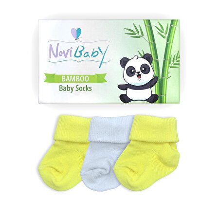 Novibaby 3'lü Bambu Yenidoğan Bebek Çorabı I Flower I 0-6 ay 