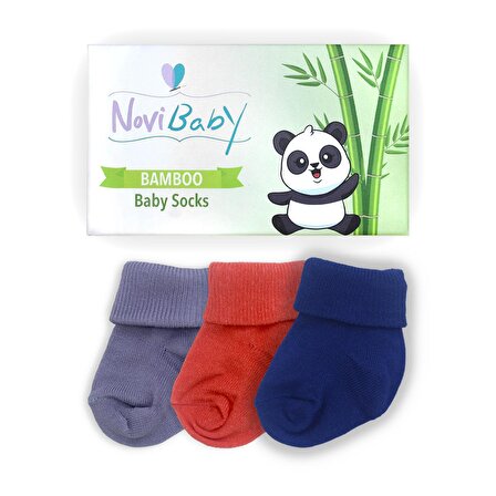 Novibaby 3'lü Bambu Yenidoğan Bebek Çorabı I Winter Mix I 0-6 ay 