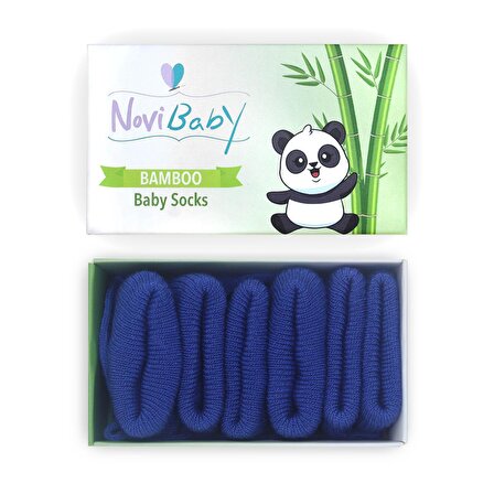 Novibaby 3'lü Bambu Yenidoğan Bebek Çorabı I Navy Blue I 0-6 ay 